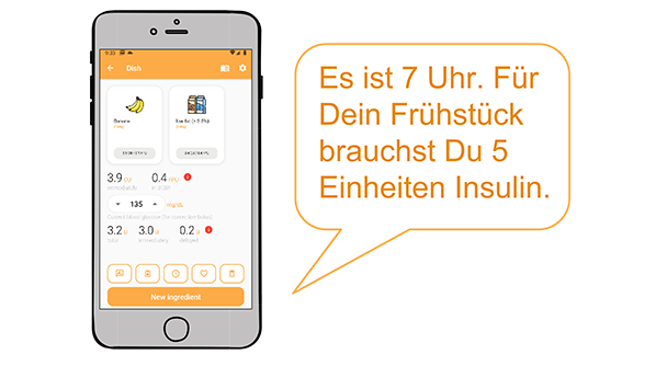 Das Handy als perfekter Diabetes-Begleiter So könnte das Diabetes-Navi aussehen: "Es ist 7 Uhr, für Dein Frühstück brauchst Du 5 Einheiten Insulin"